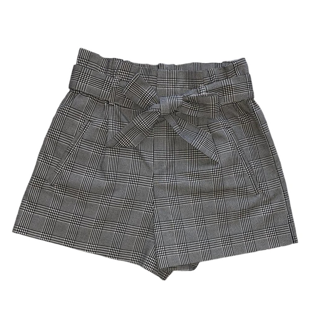 Zara Gray Plaid High-Waisted Shorts Size XS